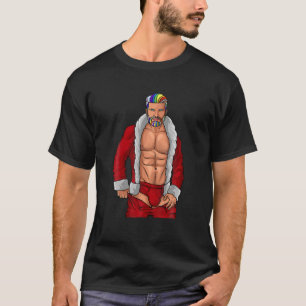 Christmas Gay Santa Claus LGBTQ Rainbow Funny Xmas T-Shirt