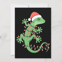 Christmas Gecko Lizard Santa Hat Lights Reptile