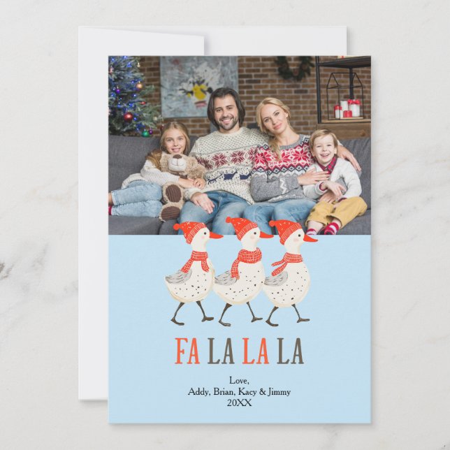 Christmas Geese Cute Family Photo Holiday Card (Front)