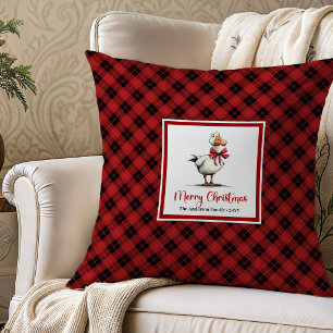 Christmas Geese Humor Playful Throw Pillow Art