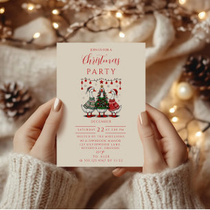 Christmas Geese in Cosy Sweaters Invitation