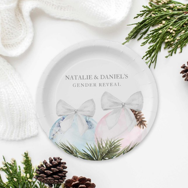 Christmas Gender Reveal Baby Shower Paper Plates (Christmas Gender Reveal Paper Plates)