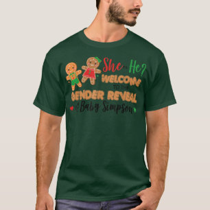 Christmas Gender Reveal Gingerbread Cookie He or S T-Shirt