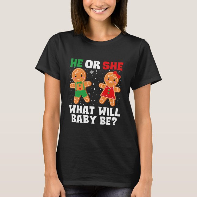 Christmas Gender Reveal Gingerbread T-Shirt (Front)