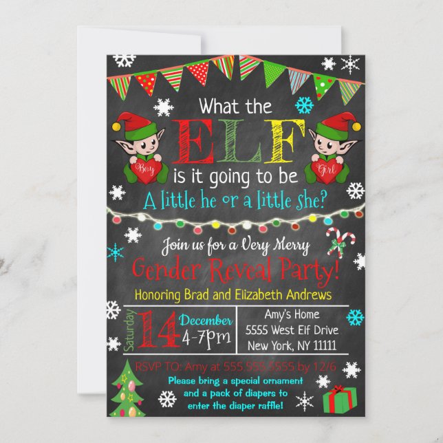 Christmas Gender Reveal Party Invitation (Front)