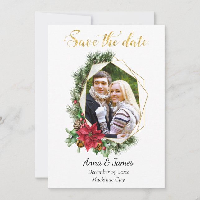 Christmas Geometric Photo Save the Date (Front)