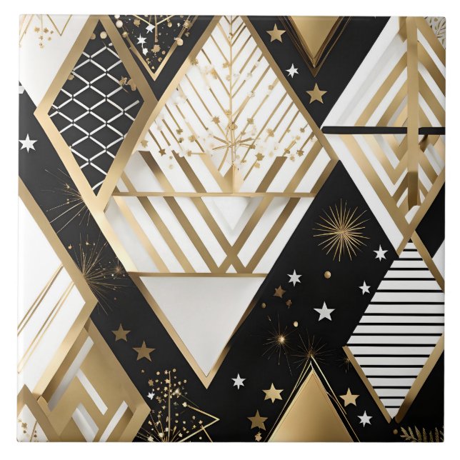 christmas geometric shapes tile (Front)