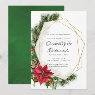 Christmas Geometric Wedding Bridesmaids Luncheon Invitation
