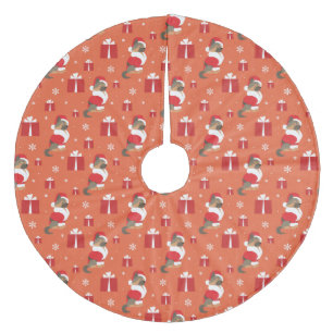 Christmas German Shepherd And Presents Pattern Fleece Tree Skirt