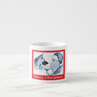 Christmas German Shepherd and Santa Claus Espresso Cup