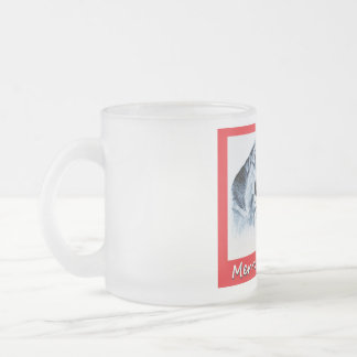 Christmas German Shepherd and Santa Claus Frosted Glass Coffee Mug