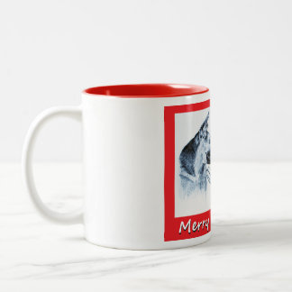 Christmas German Shepherd and Santa Claus Two-Tone Coffee Mug