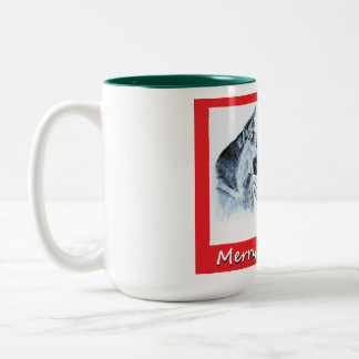 Christmas German Shepherd and Santa Claus Two-Tone Coffee Mug