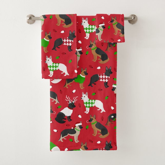 Christmas German Shepherd Bath Towel Set (Insitu)