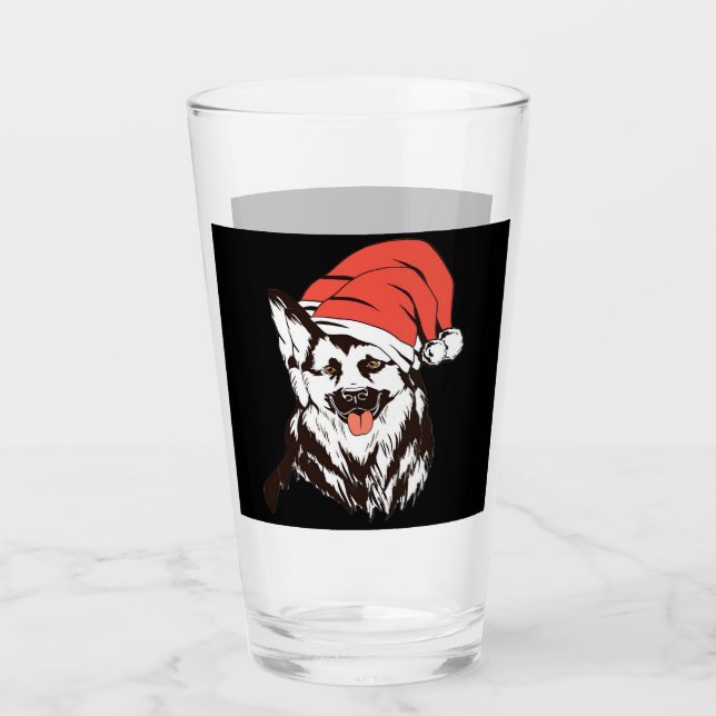 Christmas German Shepherd Classic T-Shirt Glass (Front)