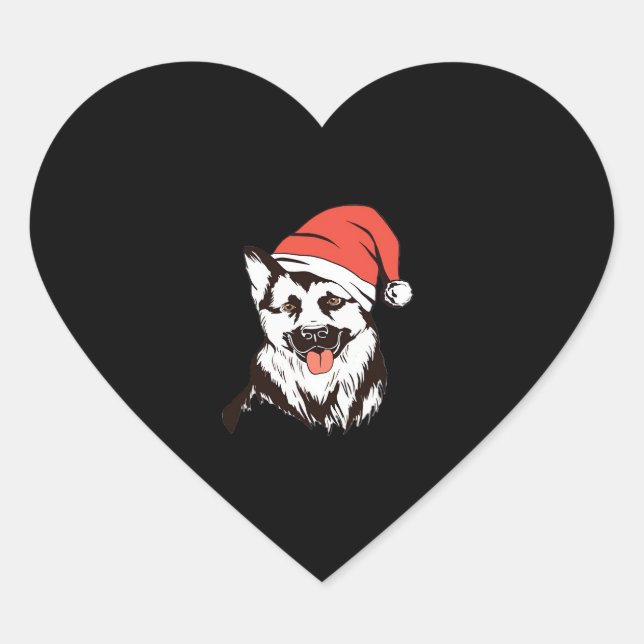 Christmas German Shepherd Classic T-Shirt Heart Sticker (Front)