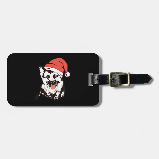 Christmas German Shepherd Classic T-Shirt Luggage Tag (Front Horizontal)