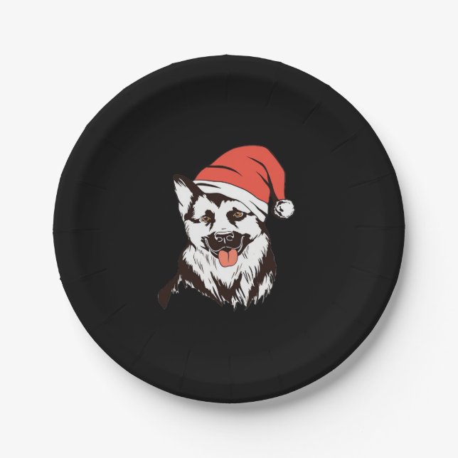 Christmas German Shepherd Classic T-Shirt Paper Plate (Front)