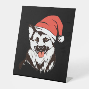 Christmas German Shepherd Classic T-Shirt Pedestal Sign