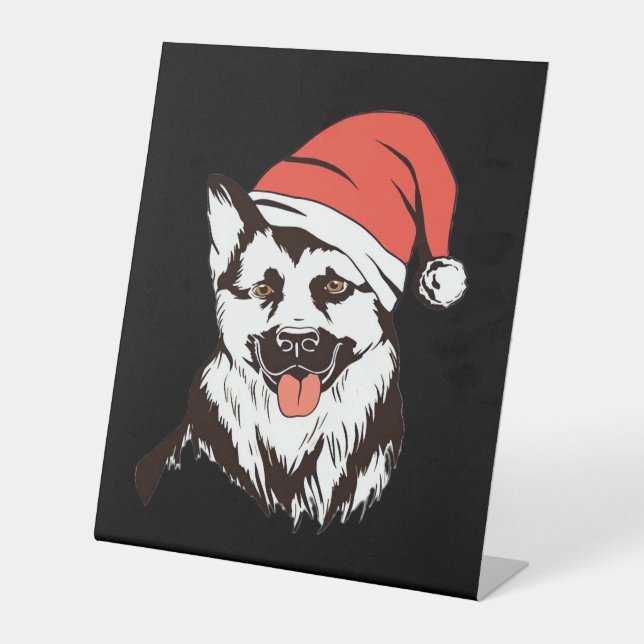 Christmas German Shepherd Classic T-Shirt Pedestal Sign (Front)