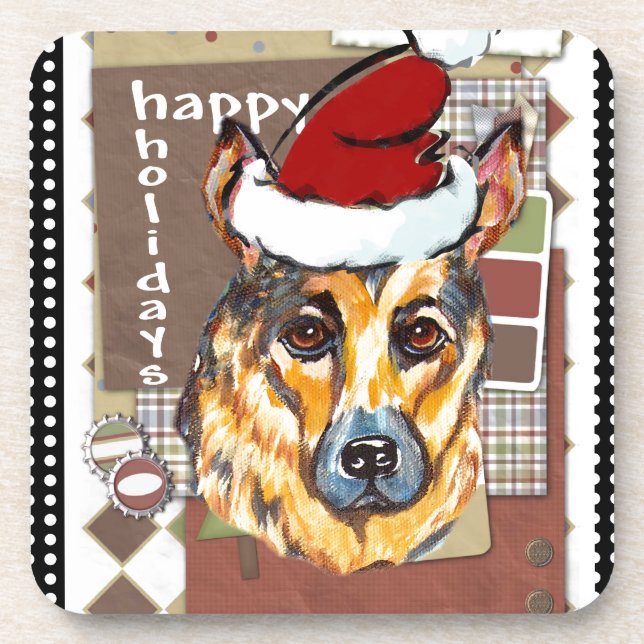 CHRISTMAS GERMAN SHEPHERD COASTER (Front)