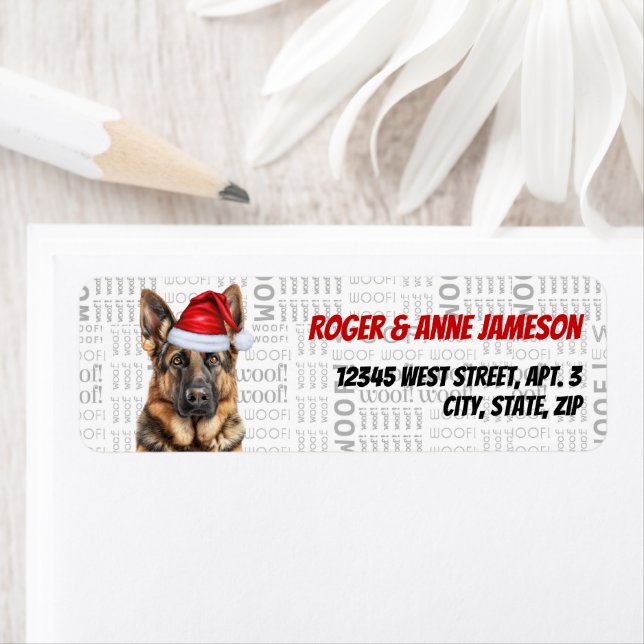 Christmas German Shepherd Dog Lover Return Address (Insitu)