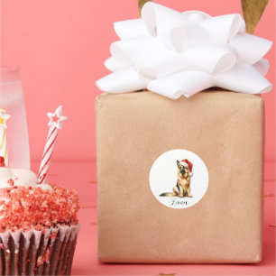 Christmas German Shepherd Dog Santa Hat  Classic Round Sticker