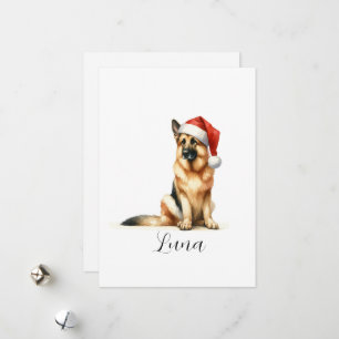 Christmas German Shepherd Dog Santa Hat  Holiday Card