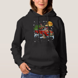 Christmas German Shepherd Dog With Vintage Red Tru Hoodie