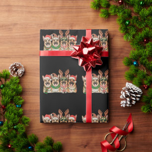 Christmas German Shepherd Dog Xmas Lights Santa Wrapping Paper