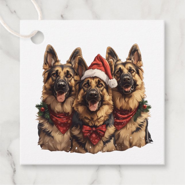 Christmas German Shepherd Dogs Favour Tags (Front)