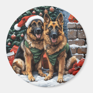 Christmas German Shepherd Dogs Magnet