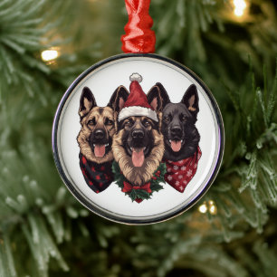 Christmas German Shepherd Dogs Metal Tree Decoration
