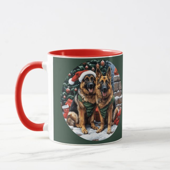 Christmas German Shepherd Dogs Mug (Left)