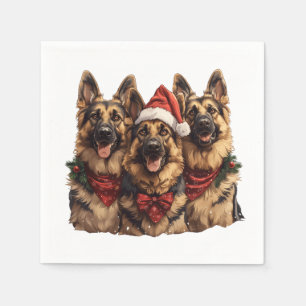 Christmas German Shepherd Dogs Napkin