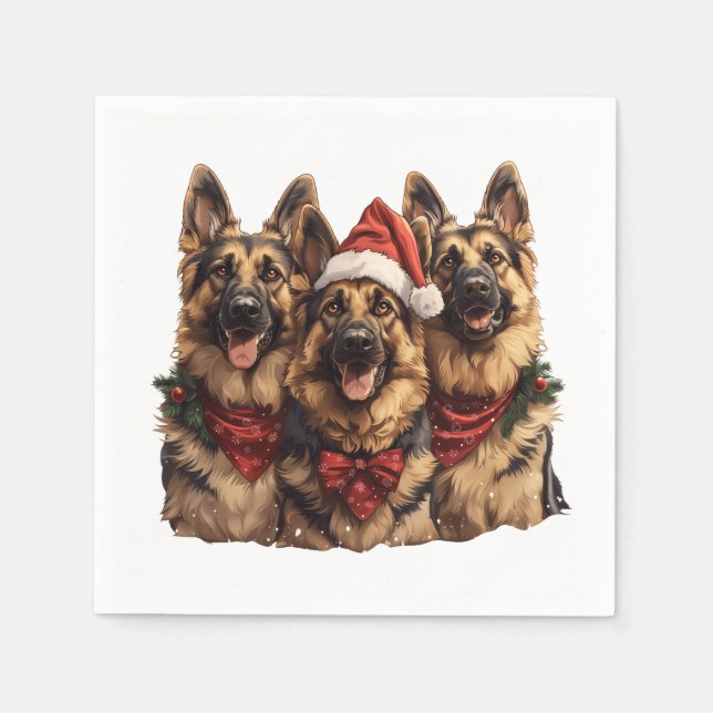 Christmas German Shepherd Dogs Napkin (Front)