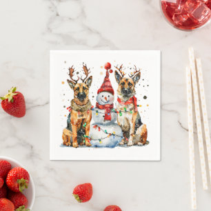 Christmas German Shepherd Dogs Napkin