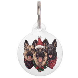 Christmas German Shepherd Dogs Pet Tag