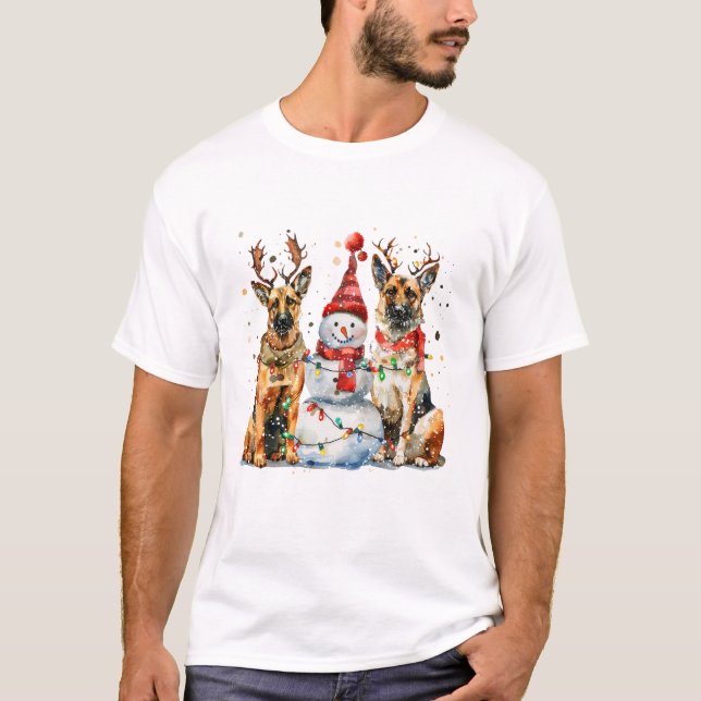 Christmas German Shepherd Dogs T-Shirt (Front)