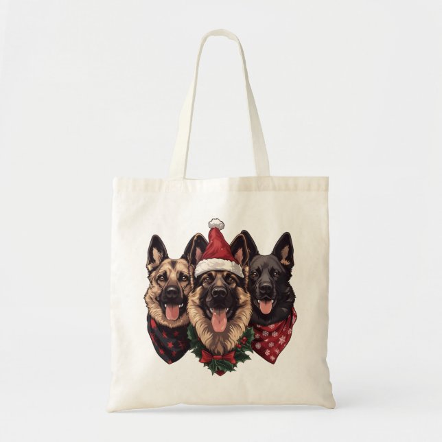 Christmas German Shepherd Dogs Tote Bag (Front)