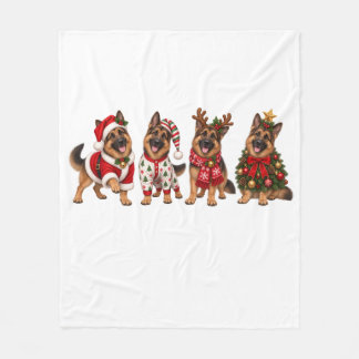 Christmas German Shepherd Holiday Friends Fleece Blanket