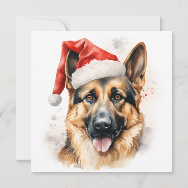 christmas german shepherd holiday greeting card (Front)
