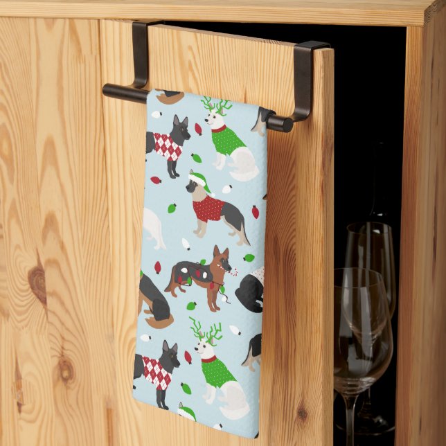 Christmas German Shepherd Kitchen Towel (Thirds Fold)