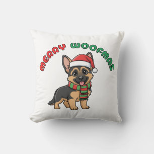 Christmas German Shepherd Pillow: Merry Woofmas Cushion