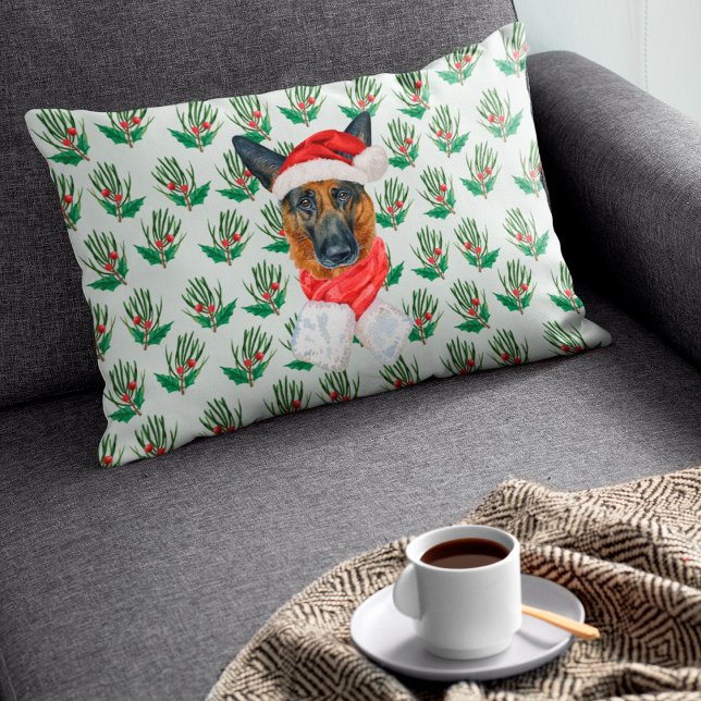 Christmas German Shepherd Pine Holiday Decor Decorative Cushion (Creator Uploaded)