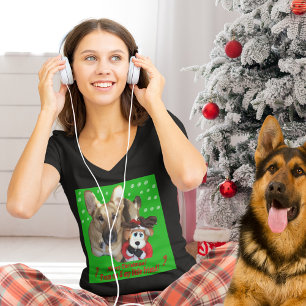 Christmas German Shepherd, Reindeer Women's V-Neck T-Shirt