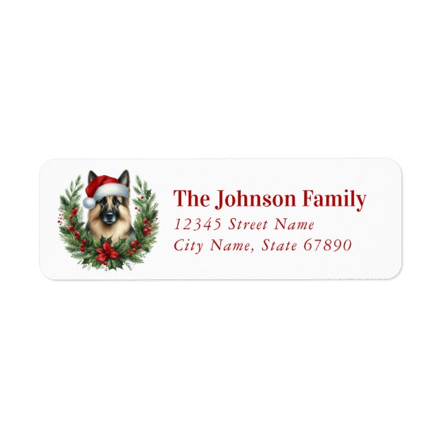 Christmas German Shepherd Return Address Labels (Front)