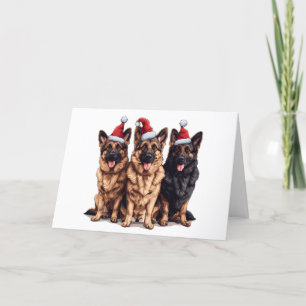 Christmas German Shepherd Santa Dogs Holiday Card