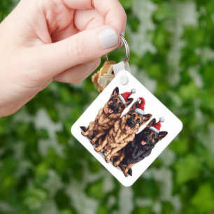 Christmas German Shepherd Santa Dogs Key Ring
