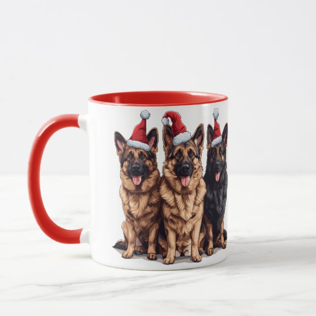Christmas German Shepherd Santa Dogs Mug (Left)